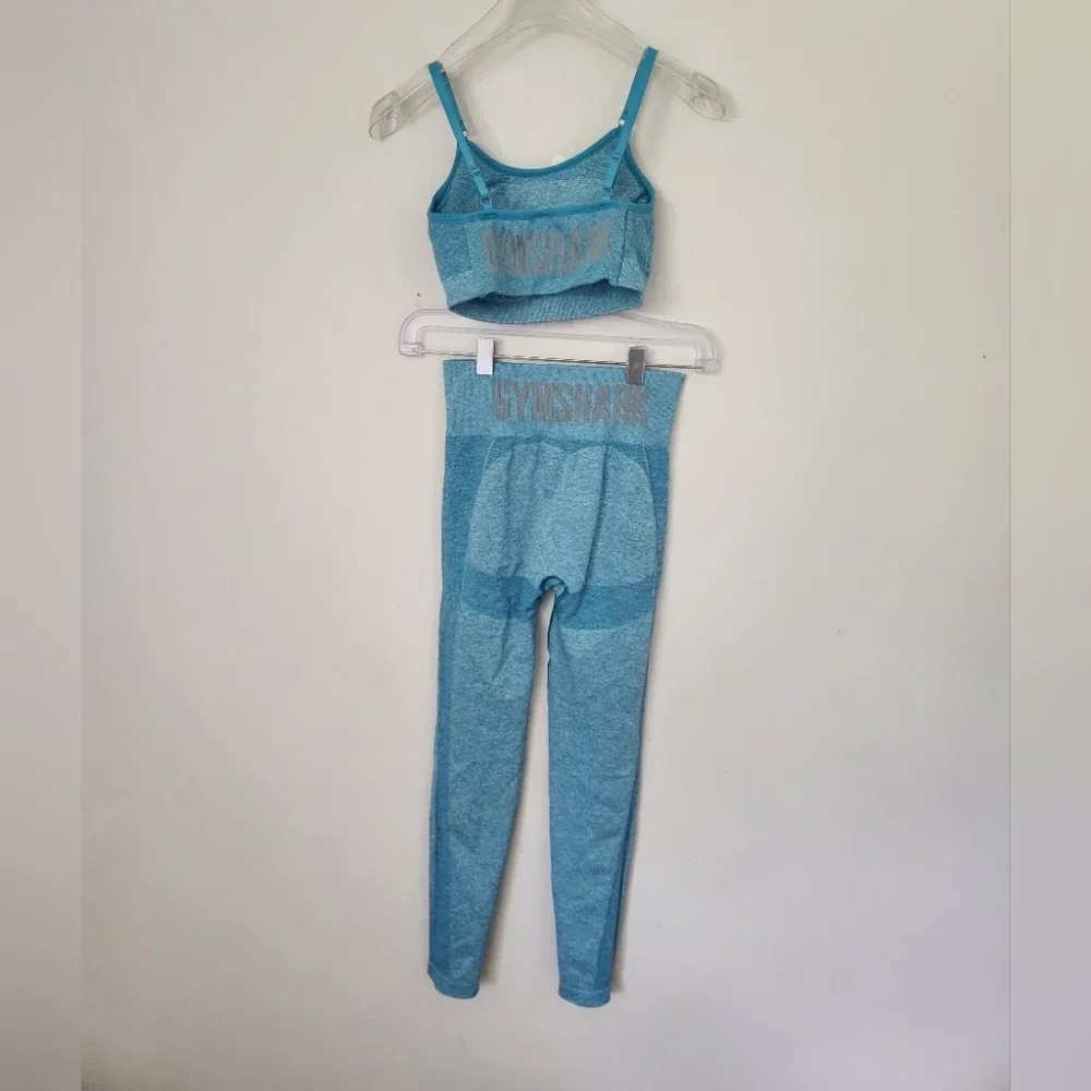 *SOLD* GYMSHARK | Tank top sport bra leggings set tuquoise blue sz S - Picture 5 of 6